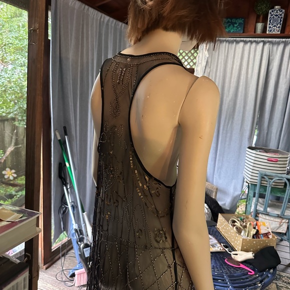 Free People Black Sheer Beaded Tunic  Top dress - Picture 3 of 4